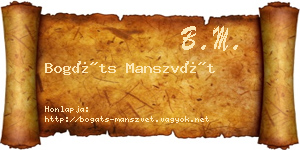 Bogáts Manszvét névjegykártya